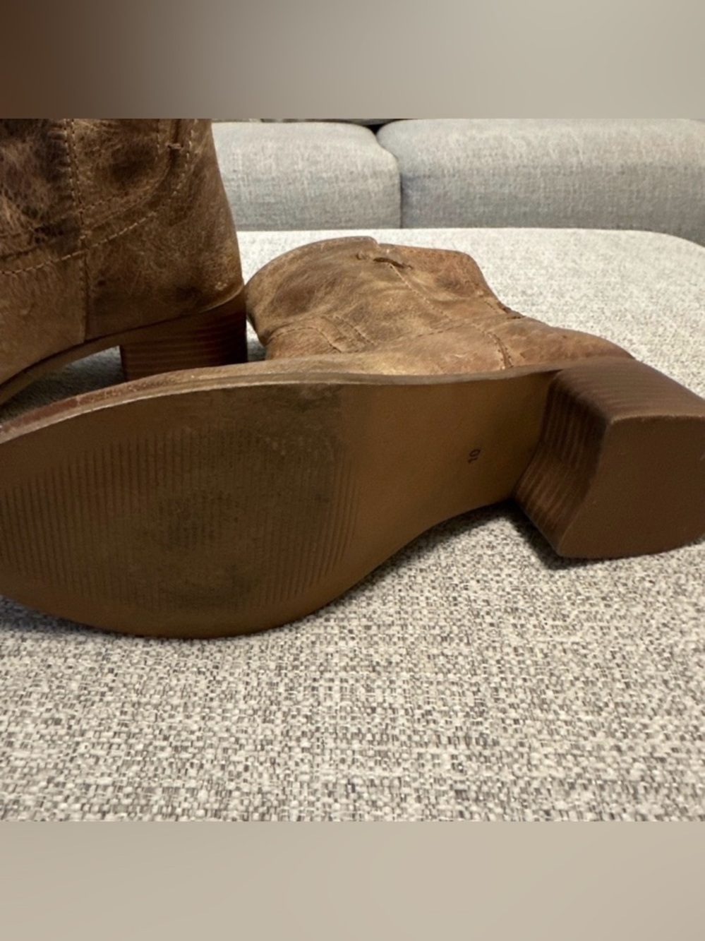 Women's Brown Distressed Leather Ankle Bootie - Picture 4 of 4